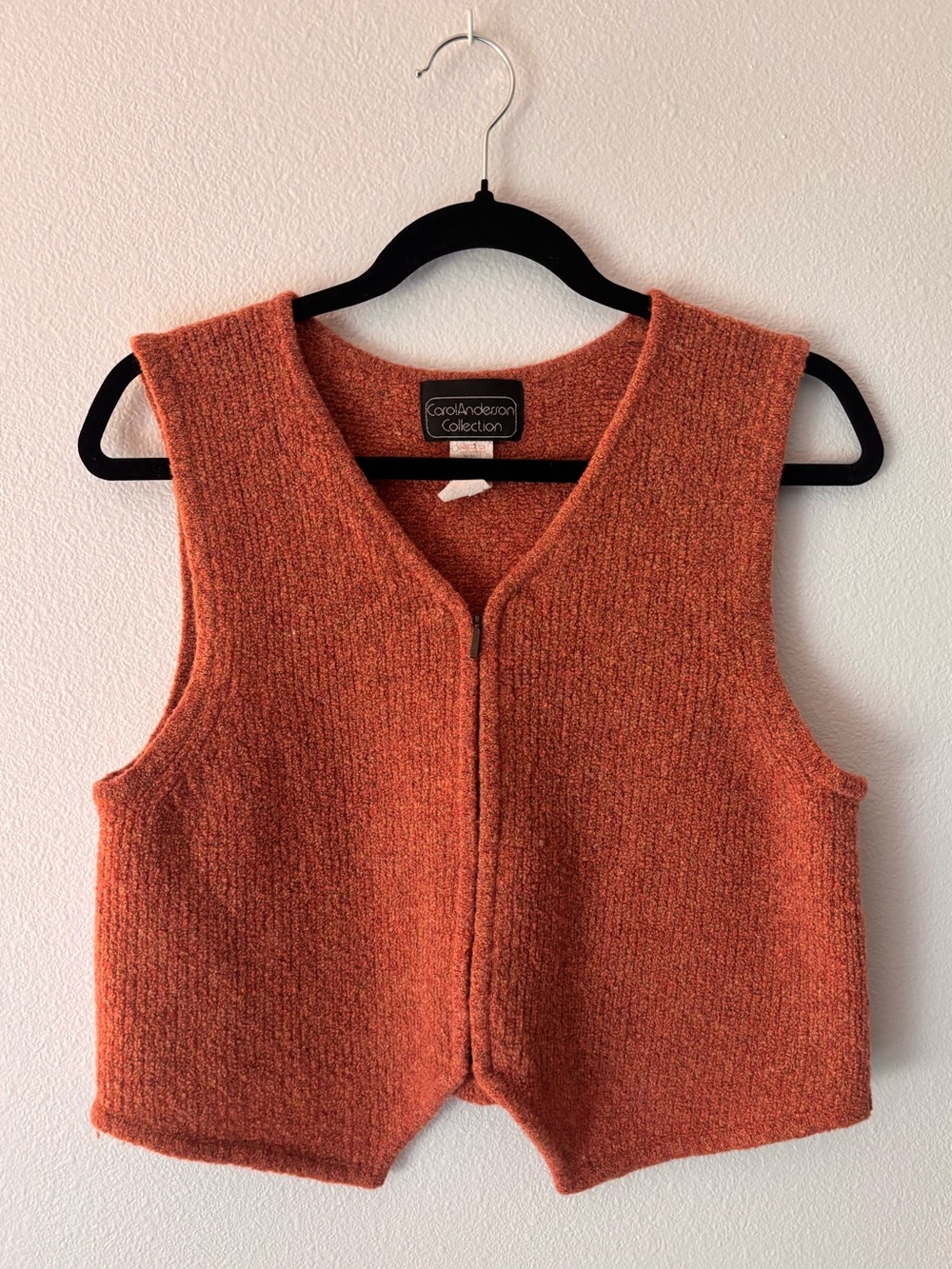 Carol Anderson Orange Wool Knit Vest
